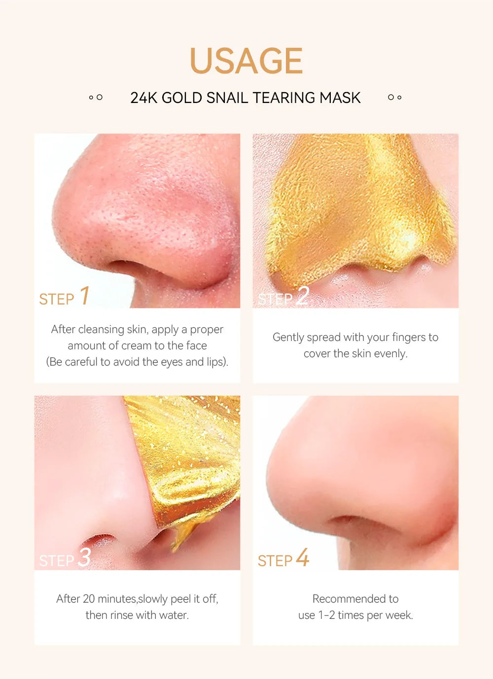 LAIKOU 24K Gold Sakura Peeling Gesichtsmaske Anti Falten  Mitesser Entfernung Gesichts Abreißmaske Hautpflegeprodukte