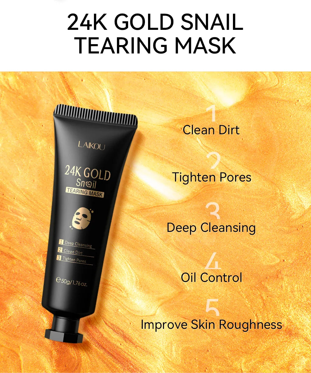 LAIKOU 24K Gold Sakura Peeling Gesichtsmaske Anti Falten  Mitesser Entfernung Gesichts Abreißmaske Hautpflegeprodukte