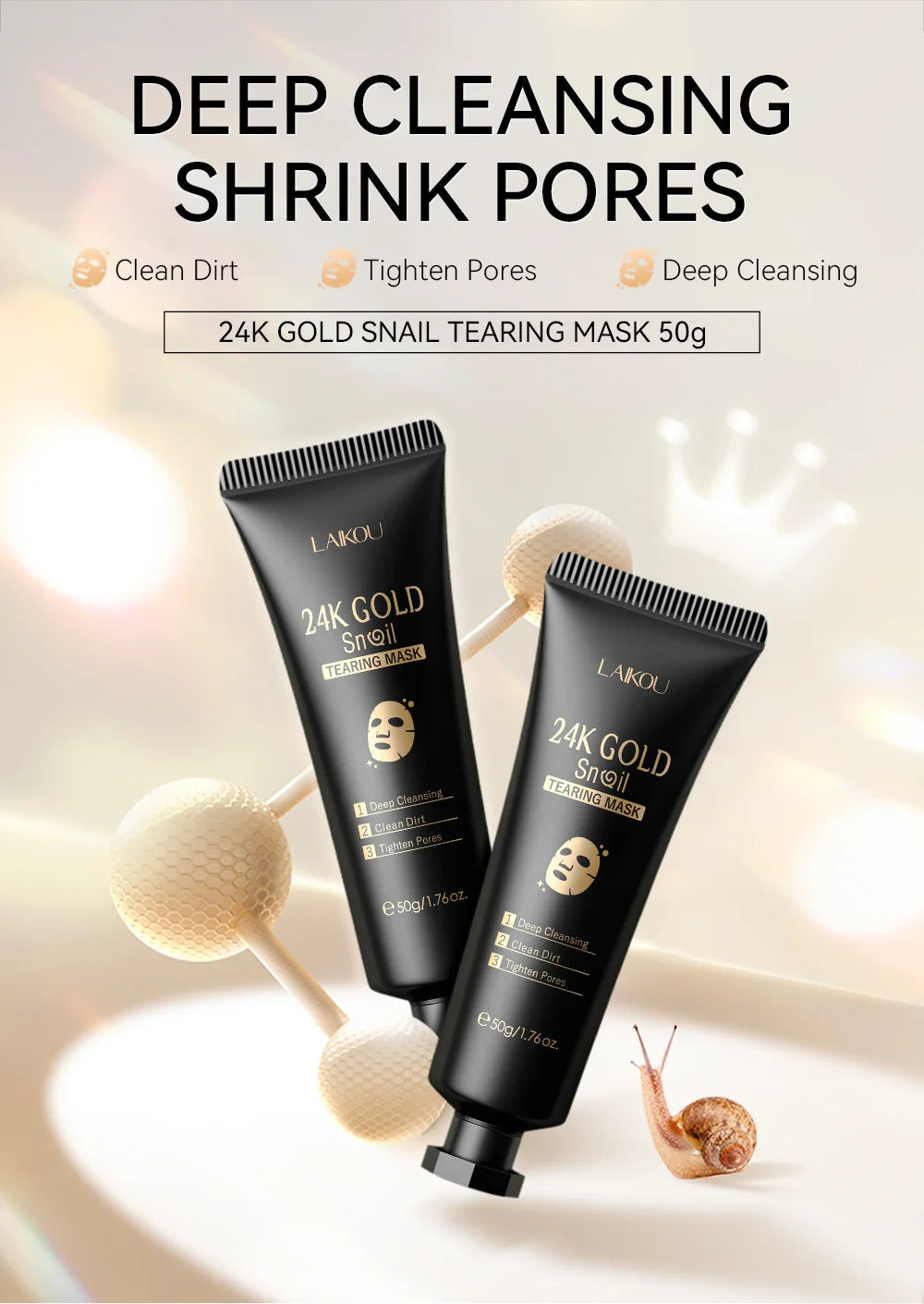 LAIKOU 24K Gold Sakura Peeling Gesichtsmaske Anti Falten  Mitesser Entfernung Gesichts Abreißmaske Hautpflegeprodukte