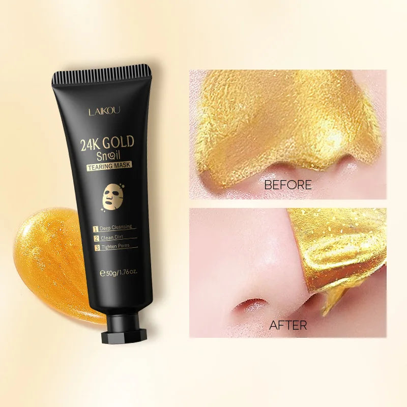 LAIKOU 24K Gold Sakura Peeling Gesichtsmaske Anti Falten  Mitesser Entfernung Gesichts Abreißmaske Hautpflegeprodukte