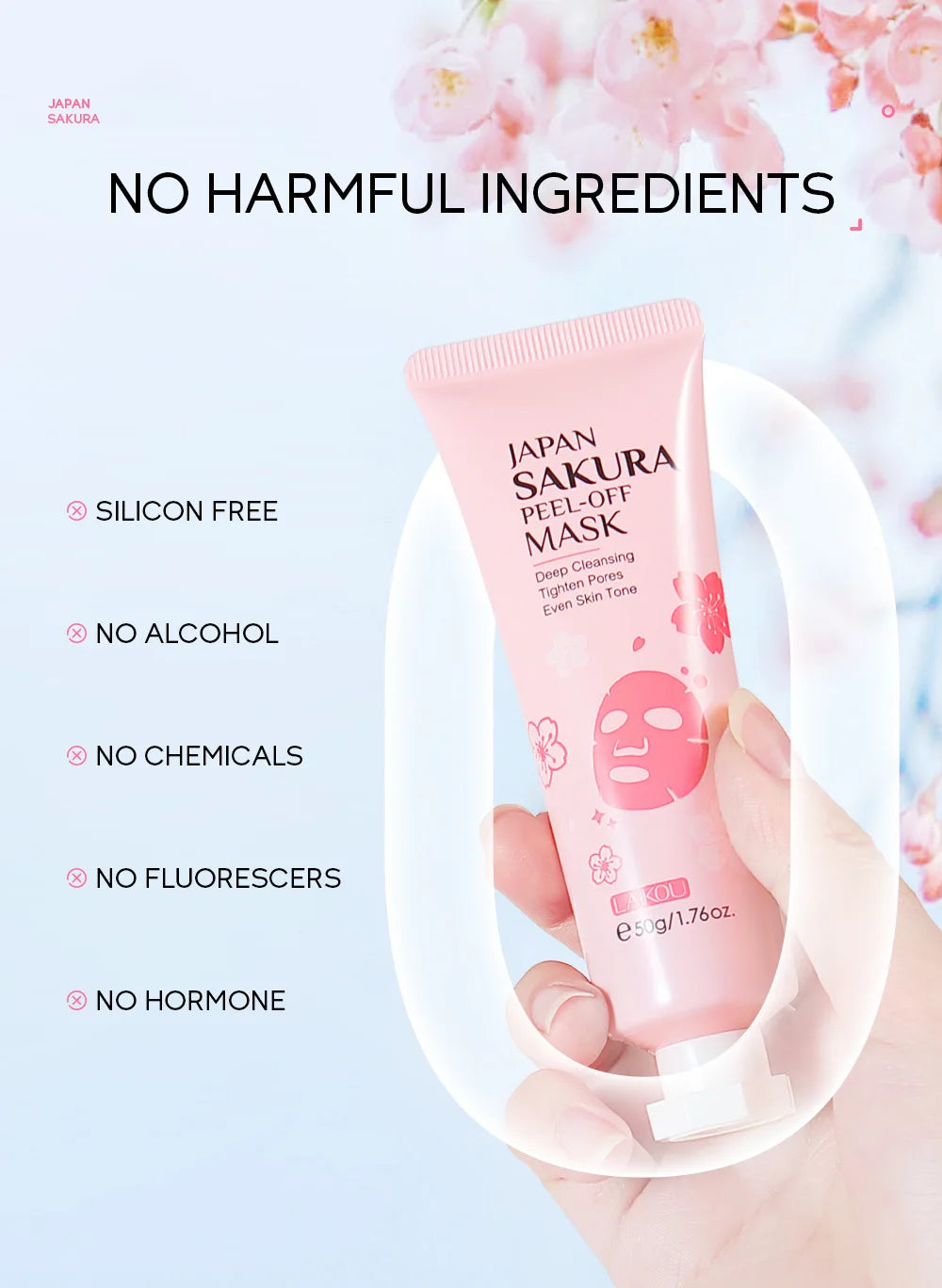LAIKOU 24K Gold Sakura Peeling Gesichtsmaske Anti Falten  Mitesser Entfernung Gesichts Abreißmaske Hautpflegeprodukte